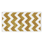Gold And White Chevron Pattern Print Beach Towel