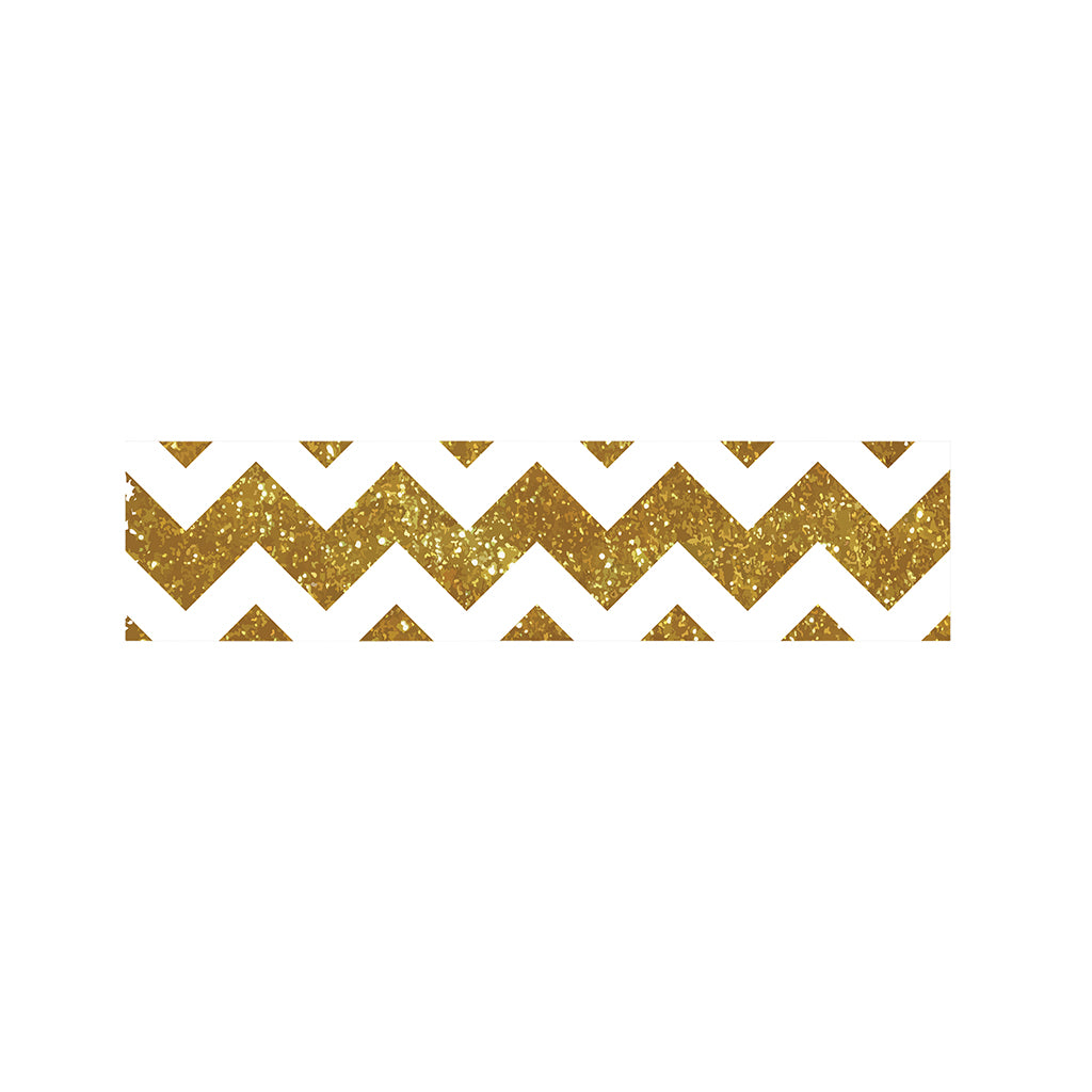 Gold And White Chevron Pattern Print Bed Runner