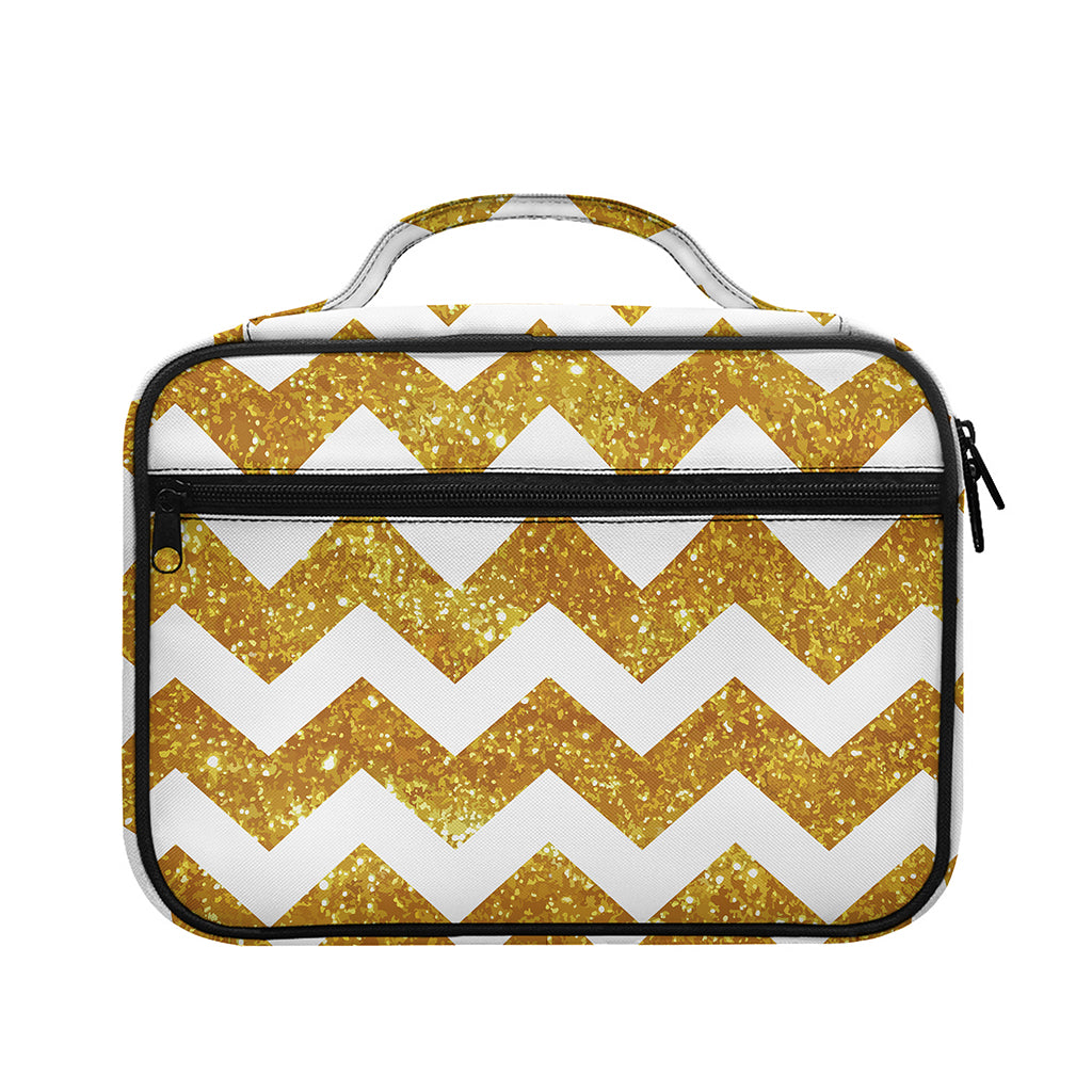 Gold And White Chevron Pattern Print Briefcase Bible Bag