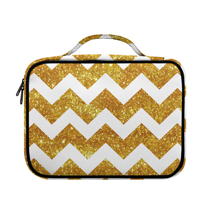 Gold And White Chevron Pattern Print Briefcase Bible Bag