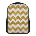 Gold And White Chevron Pattern Print Casual Backpack