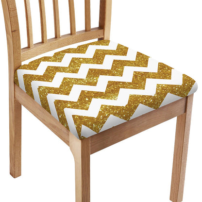 Gold And White Chevron Pattern Print Chair Cushion Cover