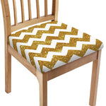 Gold And White Chevron Pattern Print Chair Cushion Cover
