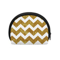Gold And White Chevron Pattern Print Coin Purse