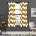 Gold And White Chevron Pattern Print Grommet Curtain Panels