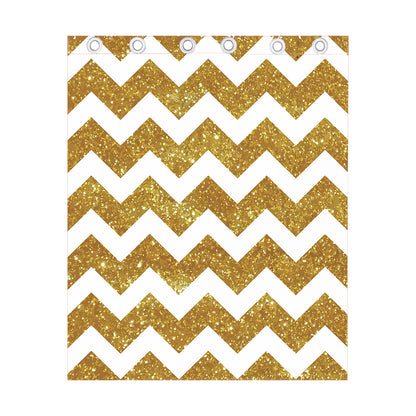 Gold And White Chevron Pattern Print Curtain