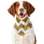 Gold And White Chevron Pattern Print Dog Bandana