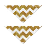 Gold And White Chevron Pattern Print Dog Bandana