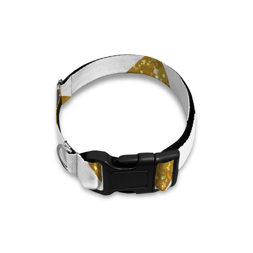 Gold And White Chevron Pattern Print Dog Collar
