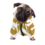 Gold And White Chevron Pattern Print Dog Zip Up Hoodie