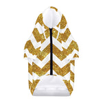 Gold And White Chevron Pattern Print Dog Zip Up Hoodie