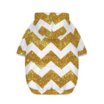 Gold And White Chevron Pattern Print Dog Zip Up Hoodie