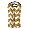 Gold And White Chevron Pattern Print Double Neoprene Wine Tote