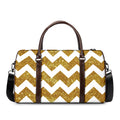 Gold And White Chevron Pattern Print Duffel Bag