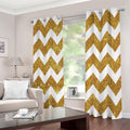 Gold And White Chevron Pattern Print Extra Wide Grommet Curtains