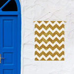Gold And White Chevron Pattern Print Garden Flag