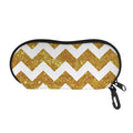 Gold And White Chevron Pattern Print Glasses Case
