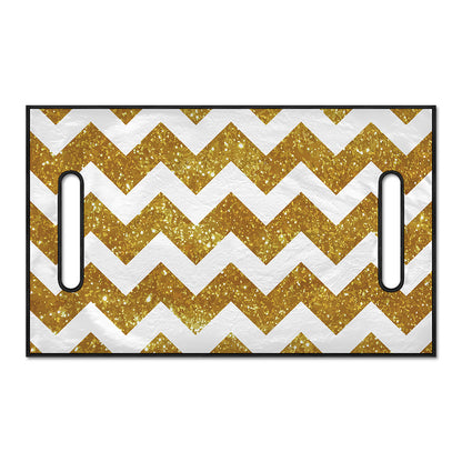 Gold And White Chevron Pattern Print Golf Cart Seat Cover