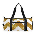 Gold And White Chevron Pattern Print Gym Bag