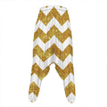 Gold And White Chevron Pattern Print Hammer Pants