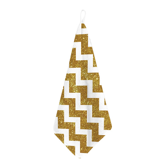 Gold And White Chevron Pattern Print Hand Towel