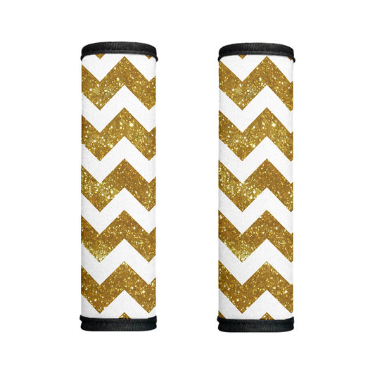 Gold And White Chevron Pattern Print Handle Covers