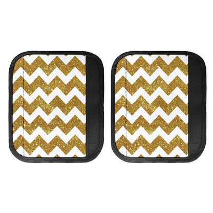 Gold And White Chevron Pattern Print Handle Covers