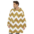 Gold And White Chevron Pattern Print Hoodie Blanket