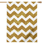 Gold And White Chevron Pattern Print House Flag