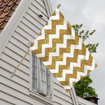 Gold And White Chevron Pattern Print House Flag