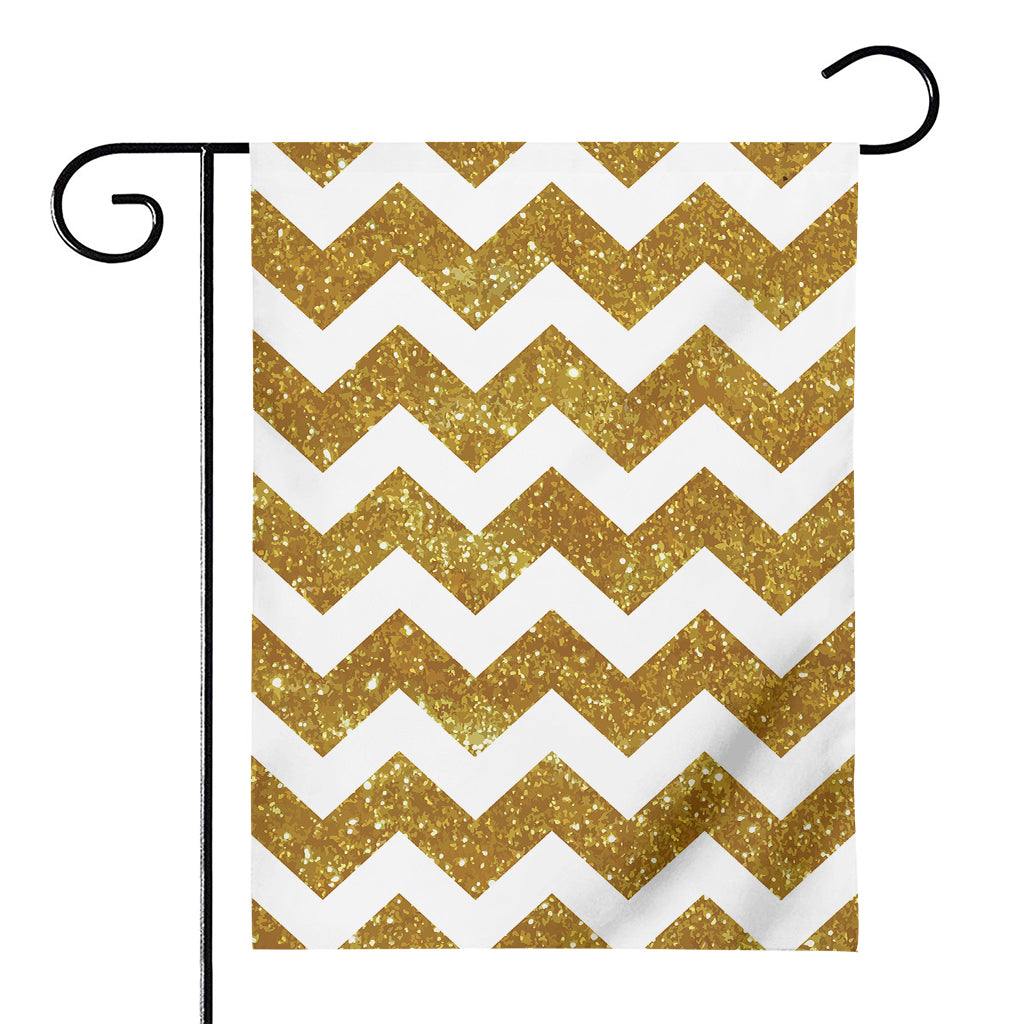 Gold And White Chevron Pattern Print House Flag