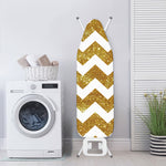 Gold And White Chevron Pattern Print Ironing Board Cover