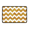 Gold And White Chevron Pattern Print Kitchen Mat