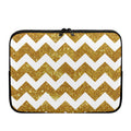 Gold And White Chevron Pattern Print Laptop Sleeve