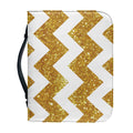 Gold And White Chevron Pattern Print Leather Bible Cover