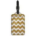 Gold And White Chevron Pattern Print Luggage Tag