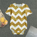 Gold And White Chevron Pattern Print Men's Bodysuit