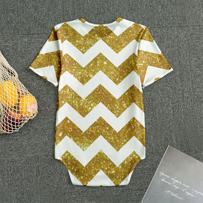 Gold And White Chevron Pattern Print Men's Bodysuit