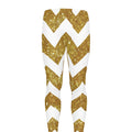 Gold And White Chevron Pattern Print Men's Leggings