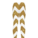 Gold And White Chevron Pattern Print Men's leggings
