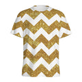 Gold And White Chevron Pattern Print Men's Athletic T-Shirt