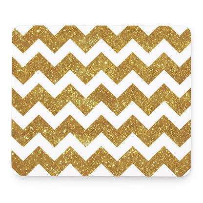 Gold And White Chevron Pattern Print Mouse Pad