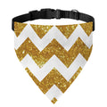 Gold And White Chevron Pattern Print Over The Collar Dog Bandana