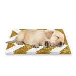 Gold And White Chevron Pattern Print Pet Cooling Mat Cover
