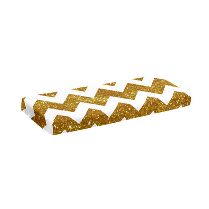 Gold And White Chevron Pattern Print Piano Keyboard Cover