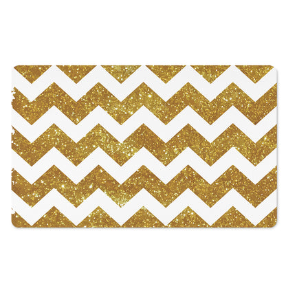 Gold And White Chevron Pattern Print Polyester Doormat