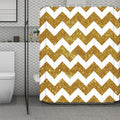 Gold And White Chevron Pattern Print Polyester Shower Curtain