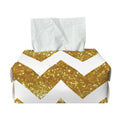 Gold And White Chevron Pattern Print Rectangle Tissue Box Cover
