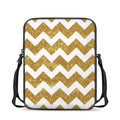 Gold And White Chevron Pattern Print Rectangular Crossbody Bag