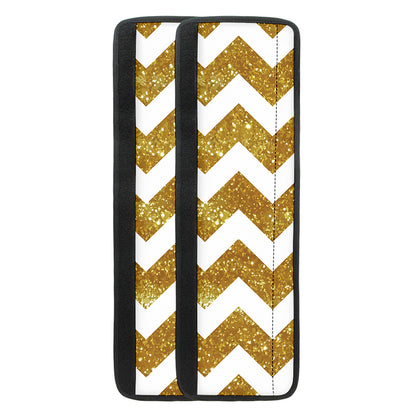 Gold And White Chevron Pattern Print Refrigerator Handle Covers
